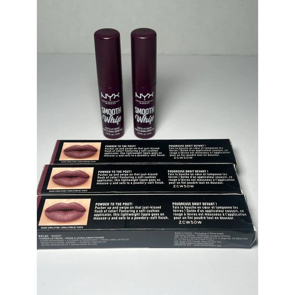 NYX Professional Makeup Powder Puff Lippie Lip Cream PRL07 Moody Lot Of 5